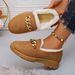 New snow cotton shoes low-top warm women's snow boots Black brown fashion chain beanie shoes_viptrois.com
