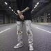 Suitable For All Seasons High Ripped Jeans Loose Trendy Street Casual Distressed Washed Vintage Cut Pants For Men_viptrois.com