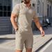 Men's Knitted Short Sleeve Polo & Shorts Set - Summer Sports Casual Outfit With Lapel Collar (2-Piece)_viptrois.com