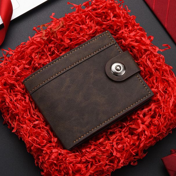 Men's Bags New Men's Short Wallet With Button Wallet High Value Leather No Logo Multi Card Slot Coin Wallet Men's Card Holder_viptrois.com