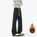 Men's American Style Heavyweight Curved Blade Sweatpants Fleece Lined Loose Wide Leg Sporty Casual Pants for Autumn Winter_viptrois.com