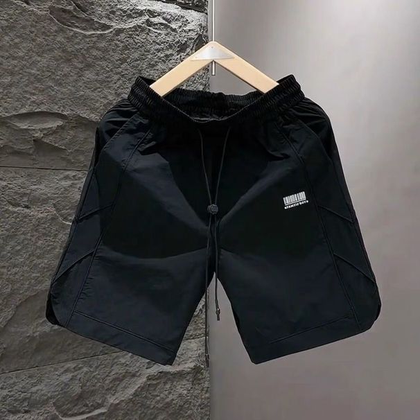 Summer New Men's Trendy Embroidered Beach Five-Point Ice Silk Breathable Fashion Casual Shorts Quick-Dry Pants_viptrois.com