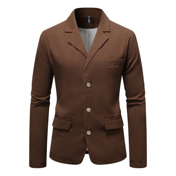 Men's Clothing Foreign Trade European Size Men's Single Breasted British Fashion Casual Suit Jacket Waffle Youth Suit Men_viptrois.com