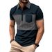 Men's Business Casual Short Sleeve Polo Shirt Striped Pockets Cross Border New Men's Clothing Tops & Tees_viptrois.com