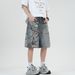 Men's Clothing Summer Fashion Brand 3D Printed Washed Hip Hop Denim Shorts Men's Loose Wide Leg Straight Leg Five Point Mid Length Pants_viptrois.com