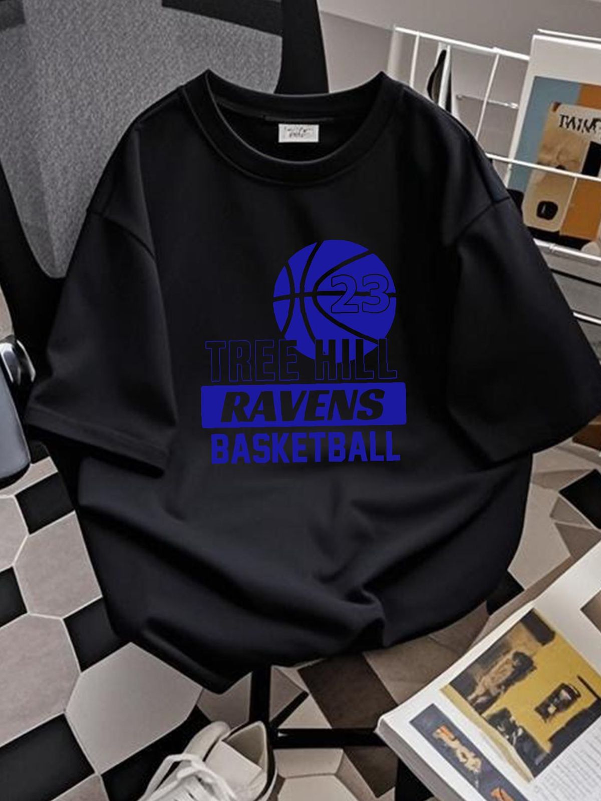 One Tree Hill Basketball T Shirt OTH Ravens Youth Adult Sizes Stretched Fashion Top For Everyday Wear Graphic Summer Slightly Designer Clothes_viptrois.com