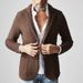 Men's Notch Lapel Knit Blazer – Lightweight Modal Blend Cardigan For Smart Casual & Office Wear_viptrois.com