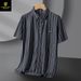 Run'enboro Ice Silk Brocade Ammonia Traceless Non Ironing Vertical Striped Light Business Middle Aged Men's Shirt Cd4_viptrois.com