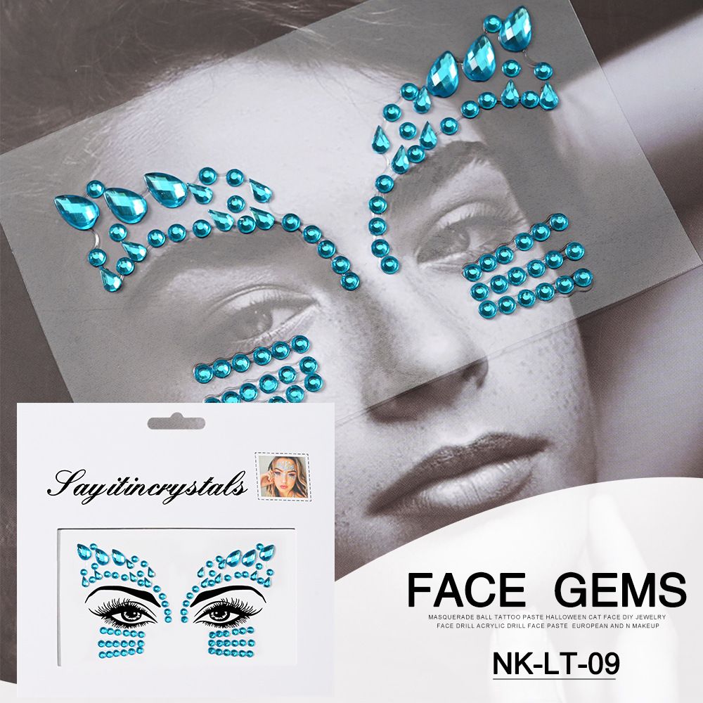 Body Art Face Tattoo Stickers Crystal Diamond Stickers Eyebrow Stickers Masquerade Facial Face Stickers Diamond Rhinestone Decoration_viptrois.com