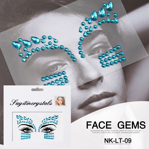 Body Art Face Tattoo Stickers Crystal Diamond Stickers Eyebrow Stickers Masquerade Facial Face Stickers Diamond Rhinestone Decoration_viptrois.com