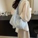 Women's Shoulder Bags Pleated Striped Cloth Bag, Hand-held Bento Bag, Storage Bag, Large-capacity, Fresh And Simple Single-shoulder Bag_viptrois.com