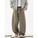 Monochrome Man- Vintage Textured Pure Cotton Oversized Scimitar Autumn New Straight Loose Split Design Trendy Brand Casual Long Pants_viptrois.com
