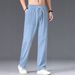 "Men's Casual Linen-Blend Pants - Straight Leg, Relaxed Fit, Breathable & Lightweight For Everyday Wear (S-XXXL, 8 Colors) |_viptrois.com