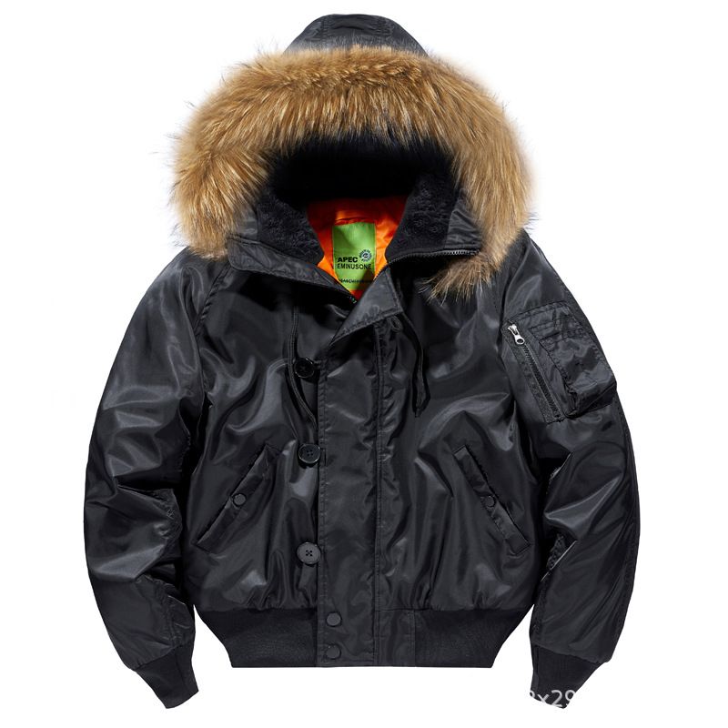 Men's Clothing Cotton And Thickened Autumn And Winter New Air Force Ma1 Pilot Jacket Detachable Fur Collar Cotton Coat Large Size Light Version Coat_viptrois.com