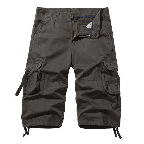 Loose European Workwear Shorts For Outdoor Sports And Leisure, Solid Color With Multiple Pockets, Men's Captcha Pants_viptrois.com