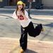 Men's Clothing High Street Retro Denim High Grade Scimitar Jeans For Women Trendy Loose Letter Print Wide Leg Pants_viptrois.com