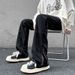 boy European And High Street Vibe Men Autumn White Feel Slightly Flared Wide Leg Floor-Length Pants Trendy Brand American_viptrois.com