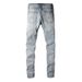 Men's Clothing European And American Trendy High Street Daily Travel Elastic Light Blue Slim Fit Jeans Sports Pants 895_viptrois.com