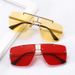 frameless men, Korean version, large frame polygonal sunglasses for women, trendy round face, slimming appearance_viptrois.com