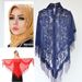 Muslim headscarf Muslim Scarf Scarf Triangle Scarf Solid Color Lace Hollowed Fringe Women's Long Scarf Shawl_viptrois.com