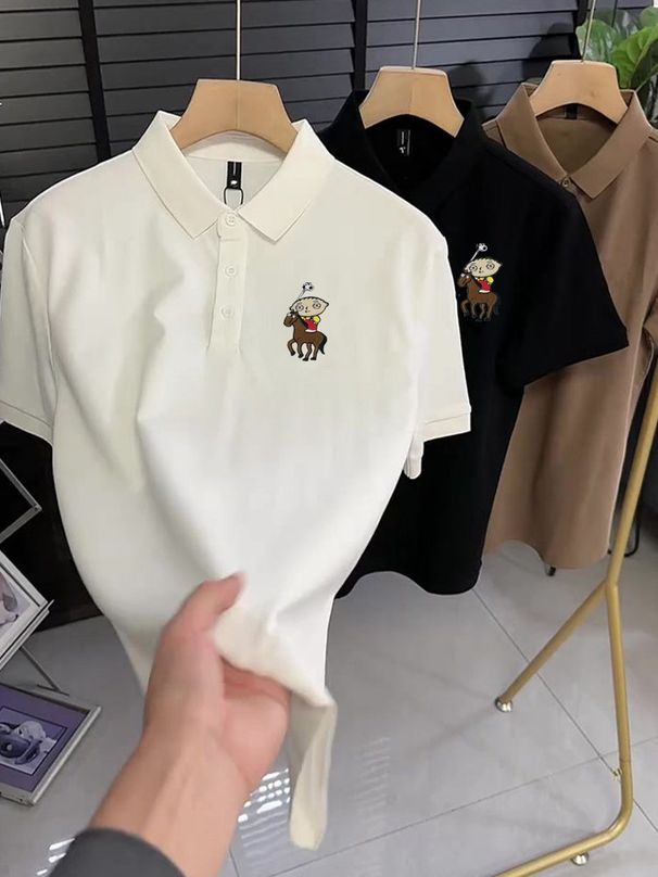 Men's Summer Slim Fit Short Sleeve Polo Shirt Lauren Embroidered Ralph Dumplings Foreign Trade Wholesale Top T-Shirt_viptrois.com