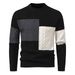 Men's Color-Block Crewneck Sweater – Soft Cotton Blend Knit Pullover For Autumn (Charcoal/Beige/Black) – Relaxed Fit Casual Daily Wear (M-XXXL)_viptrois.com