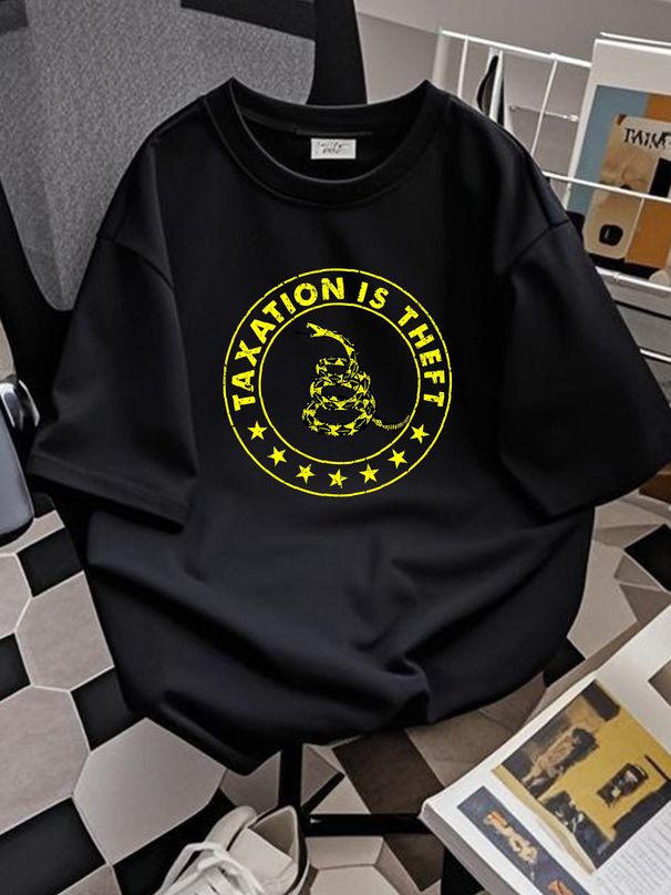 Taxation Is Theft Libertarian Political Funny Saying Joke Vintage Men's T-Shirt Slightly Versatile Comfortable Homme Graphic Breathable_viptrois.com