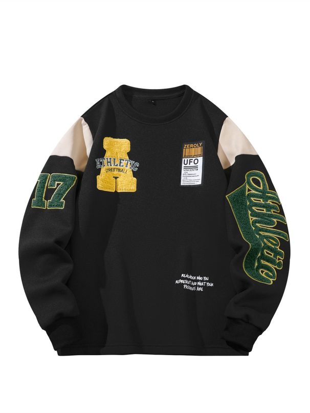 European Size Spring Embroidered Pullover Sweater Sports Outdoor Men's Long-sleeved Top_viptrois.com