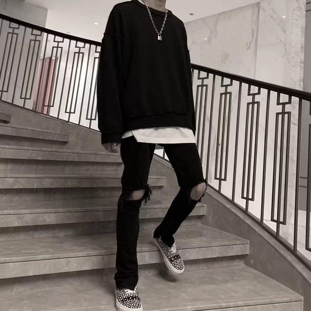 American Style Washed Vintage Ripped Jeans For Men Spring Autumn Straight Loose High Street Vibe Long Pants_viptrois.com