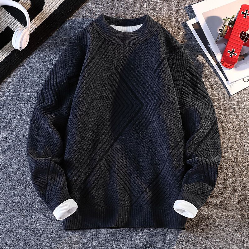 Men's Thick Chenille Sweater Half-Turtleneck Pullover For Students - Soft & Warm Winter Knitwear In White & Black (Sizes M-3xl)_viptrois.com