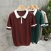 Men's Clothing Summer Knitted Lapel Slim Ins Men's Polo Shirt Quick Drying Ice Silk Simple Solid Color Texture Short Sleeved T Shirt Top_viptrois.com