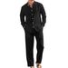 Men's Linen Casual Two Piece Set Stand Collar Shirt Loose Fitting Trousers_viptrois.com