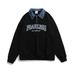 American Style Half-Zip Denim Turn-Down Collar Pullover Sweatshirt Men's Street Loose Embroidered Letter Long Sleeve_viptrois.com