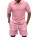 Men's Clothing Pure Color Fashion Casual Men's Short Sleeved Suit_viptrois.com