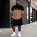 Men's Casual Beach Suit T-Shirt And Shorts Set European American Style Summer Paris Tower 3D Digital Print_viptrois.com