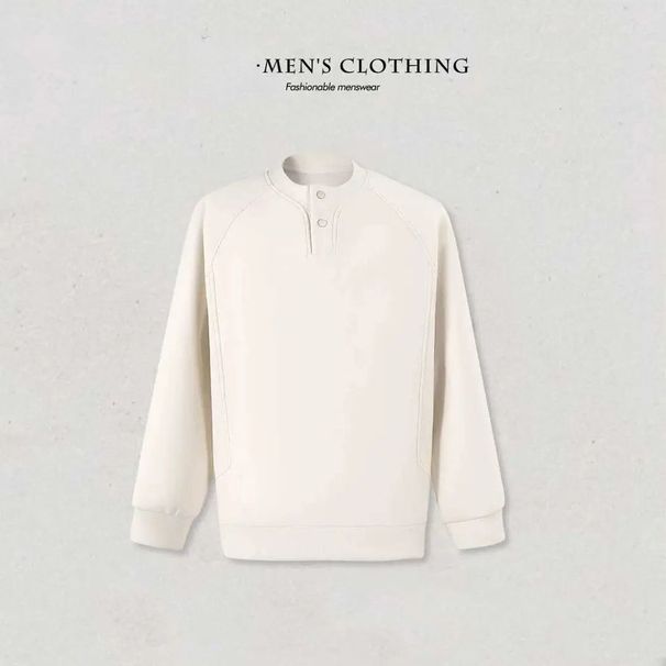 Autumn Men's Double-Sided Fleece Solid Color Casual Lazy Long Sleeve Crew Neck Sweatshirt Fashion Simple Unique Niche_viptrois.com