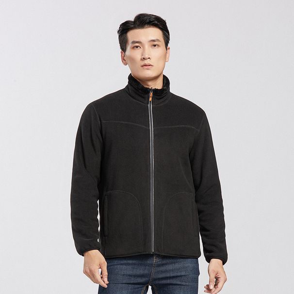 Unisex Winter Fleece Jacket – Reversible Plush Coral Fleece For Outdoor & Casual Wear_viptrois.com