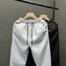 Autumn Light Gray Fleece Lined Sweatpants Men's Trendy Sports Casual Slim Fit Trousers Men's Tapered Long Trousers Trendy_viptrois.com