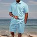 Men's Clothing Summer New Jacquard Short Sleeved Shorts Suit Men's Leisure Sports Lapel Polo Suit_viptrois.com