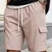Men's Clothing Men's Trendy Versatile Solid Color Elastic Waist Pants With Large Pockets Outdoor Workwear Style Five-Point_viptrois.com