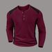 Men's Waffle-Knit Henley Shirt – Long Sleeve Thermal Pullover With Button Placket (S-XXXL, Earth Tones & Neutrals, Breathable Polyester Blend)_viptrois.com
