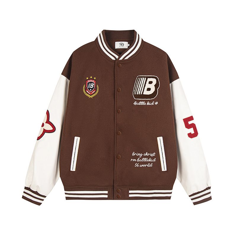 Men's Clothing Heavyweight Baseball Jacket For Women Autumn New Style Letter Embroidery Contrast Color Stitching Jacket Loose Casual Top_viptrois.com