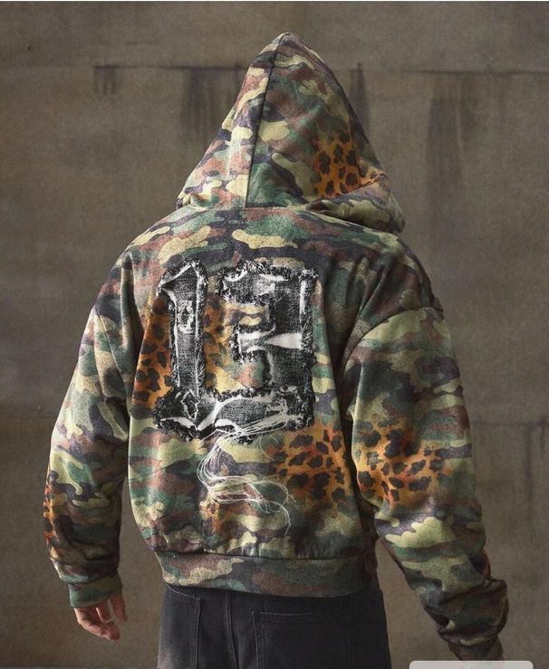 American Retro Camouflage Hooded Sweatshirt for Men Street Style 3D Print Loose Fit Zip up Top Cross Border Hot Selling_viptrois.com