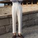 Khaki Casual Pants Men's Summer Light And Mature Style High-end Slim Pants Trendy Brand Small Feet Nine-point Pants Boys_viptrois.com