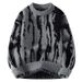 Men's Round Neck Knit Sweater – Color-Block Striped Pullover, Warm & Stylish For Autumn & Winter_viptrois.com