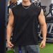 Men's Slim Fit Workout Tank Top - Breathable Polyester Gym Vest With Vertical Stripes For Summer Sports & Casual Wear_viptrois.com