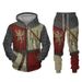 Autumn And Winter Sweater Element Knight Series 3D Sportswear Men's Zipper Hoodie Sweatpants Set_viptrois.com