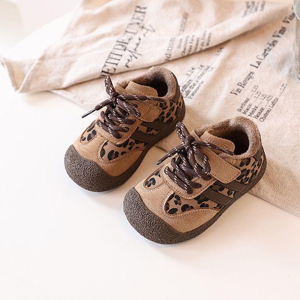 Girls' Sneakers With Fleece 2025 Winter New Fashion Leopard Print Sports Boys' Toddler Cotton Baby Warm Shoes_viptrois.com