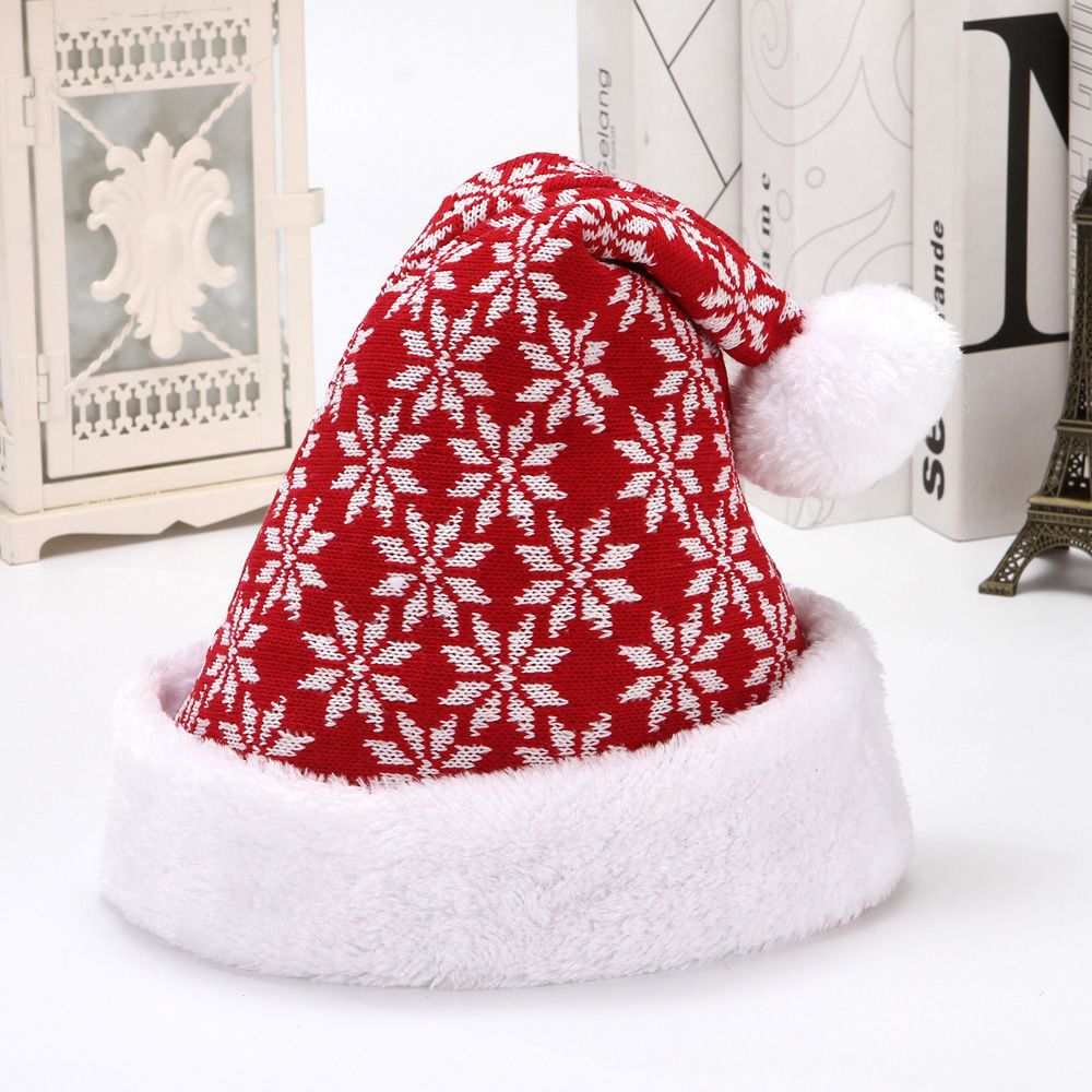 Christmas 2024 Cross-border new RM32 Snowflake Fawn knitted velvet Christmas hat adult winter hat decoration_viptrois.com