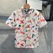 Trendy Summer New Men's Short-sleeved Shirt Thin Trendy Brand Graffiti Printing Versatile Loose Casual Handsome Shirt_viptrois.com
